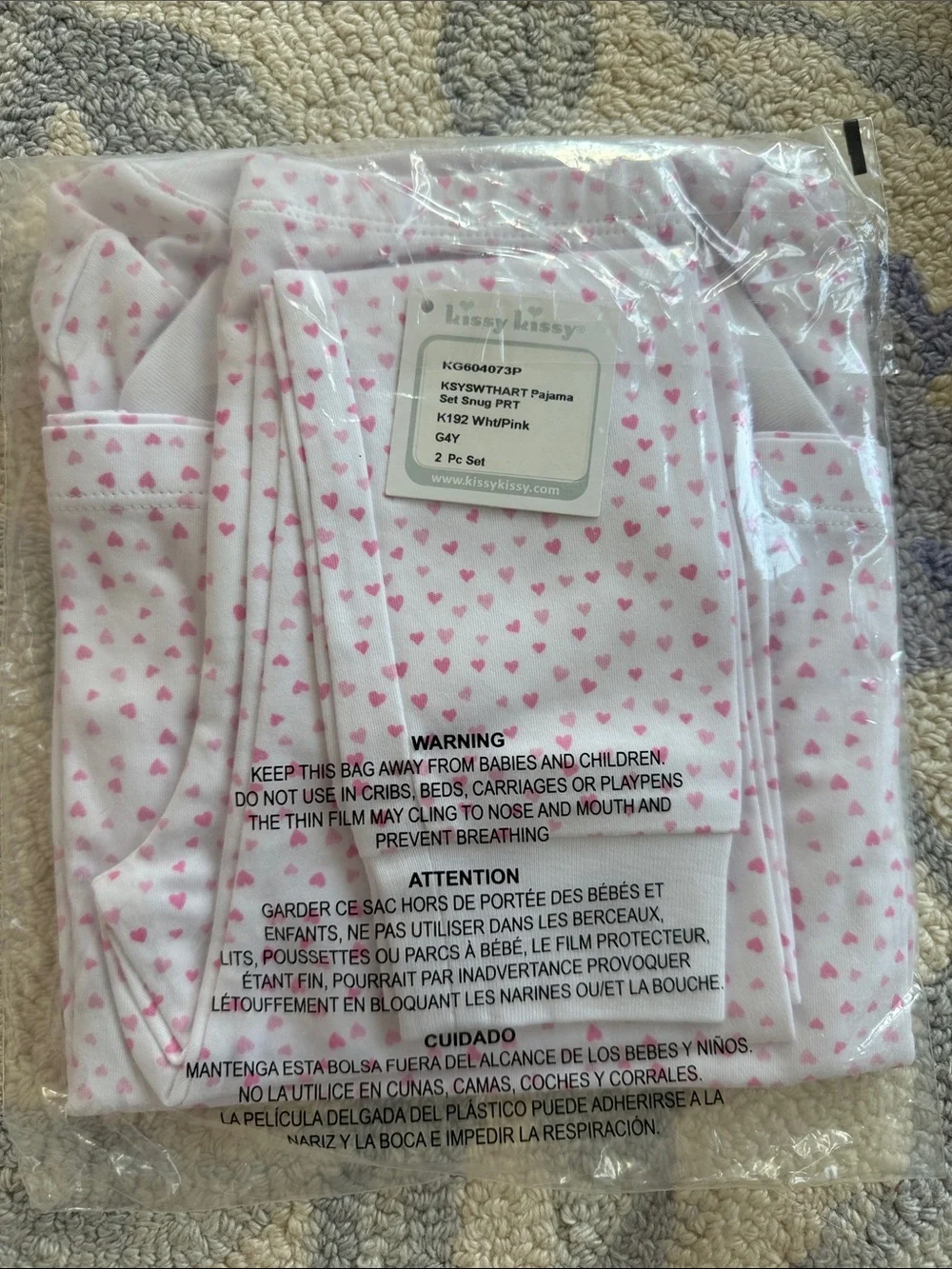 Kissy Kissy Pink Heart Kids Pajama Set